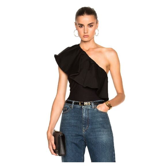 Alix NYC bodysuit revolve moore black ruffle one shoulder size XS - Picture 3 of 9